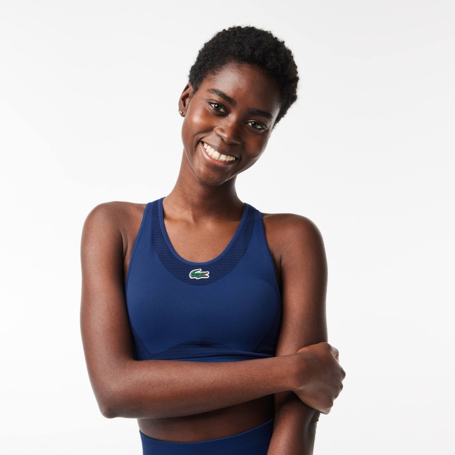 Women Lacoste Fitness & Training | Lacoste Sport Seamless Stretch Bra Navy Blue F9F