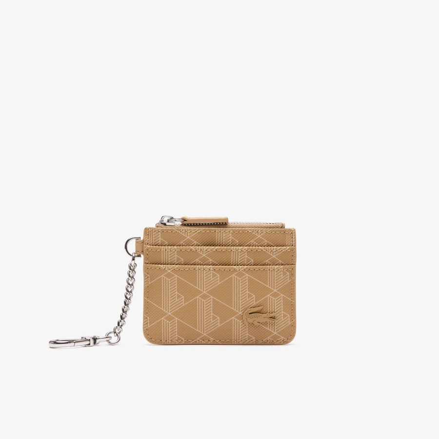 Women Lacoste Wallets & Small Leather Goods | Daily Lifestyle Monogram Zipped Card Holder Viennois Beige L01