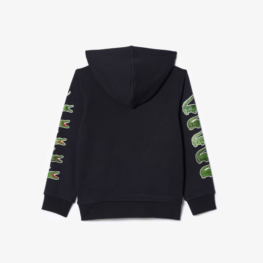 Kids Lacoste Girl Clothing | Contrast Crocodile Hoodie Navy Blue Hde