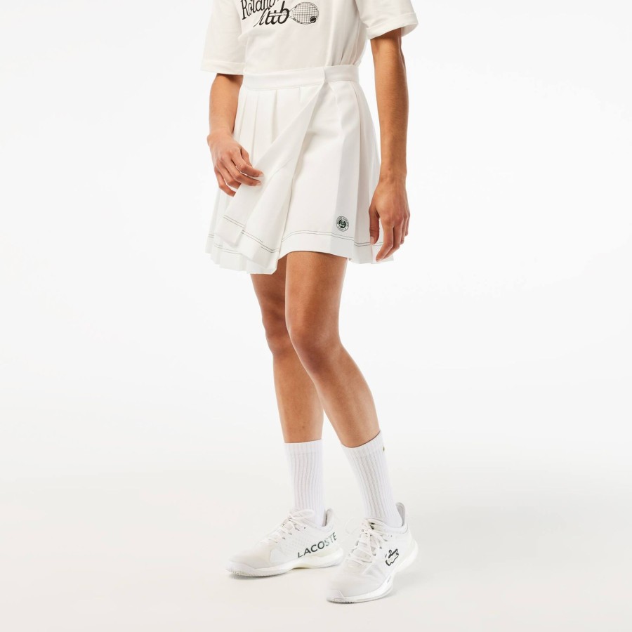 Women Lacoste Tennis | Women'S Lacoste Sport Roland Garros Edition Pleated Skirt White 70V