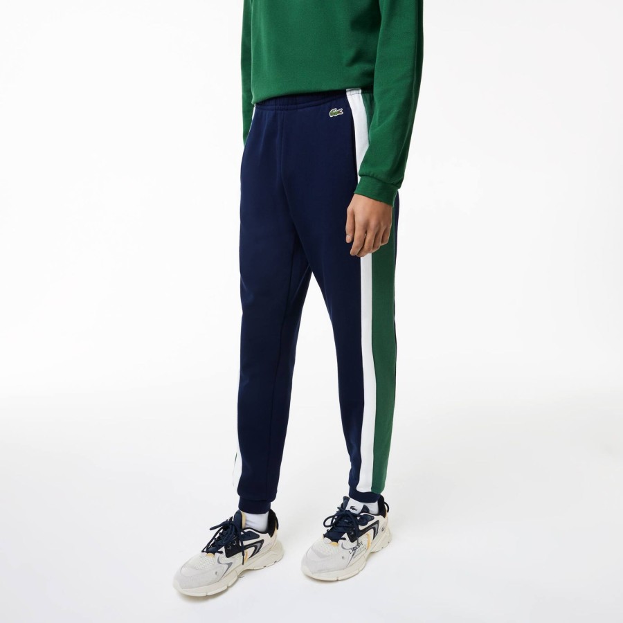 Men Lacoste Tracksuits | Men'S Lacoste Colourblock Track Pants Navy Blue / Green / White