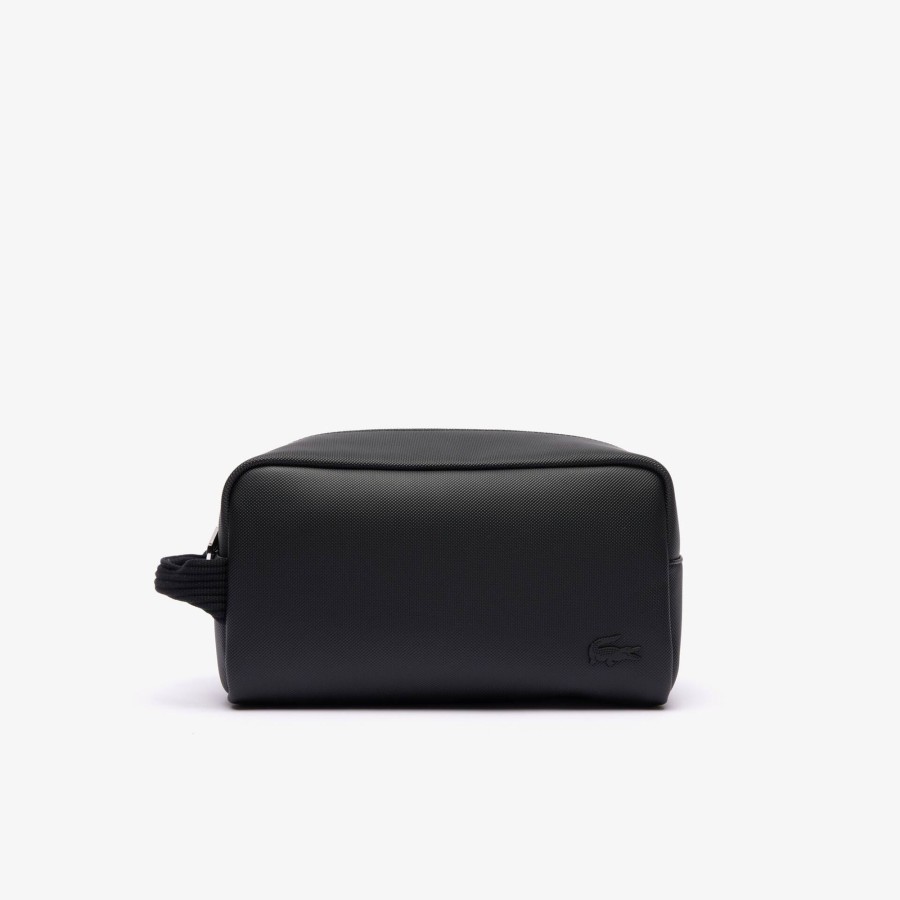 Men Lacoste Wallets & Small Leather Goods | Men'S Classic Canvas Toiletry Bag Noir