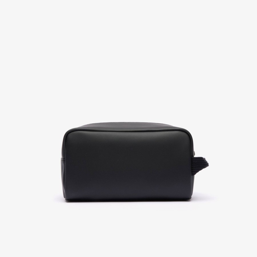 Men Lacoste Wallets & Small Leather Goods | Men'S Classic Canvas Toiletry Bag Noir