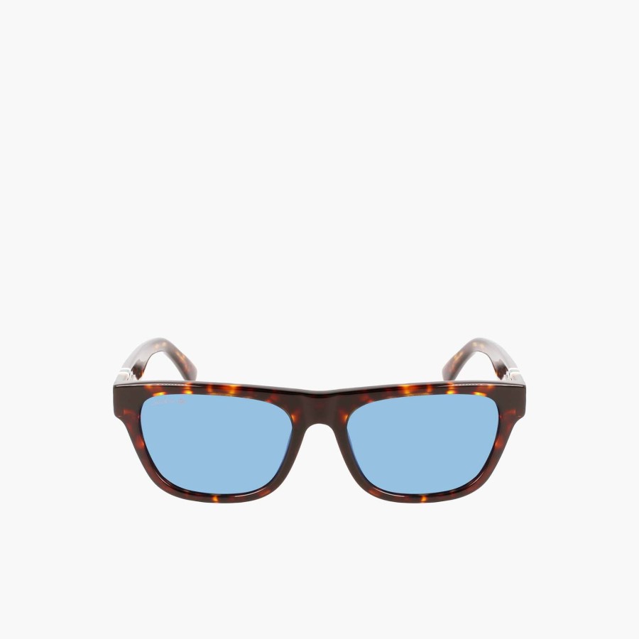 Men Lacoste Sunglasses | Men'S Scale-Style Rectangle Acetate L.12.12 Sunglasses Matte Havana