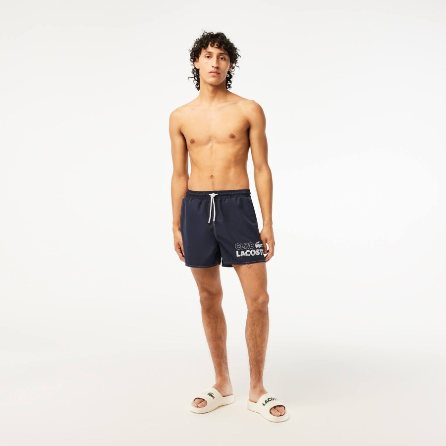 Men Lacoste Swimwear | Men'S Lacoste Quick Dry Swim Trunks With Integrated Lining Navy Blue