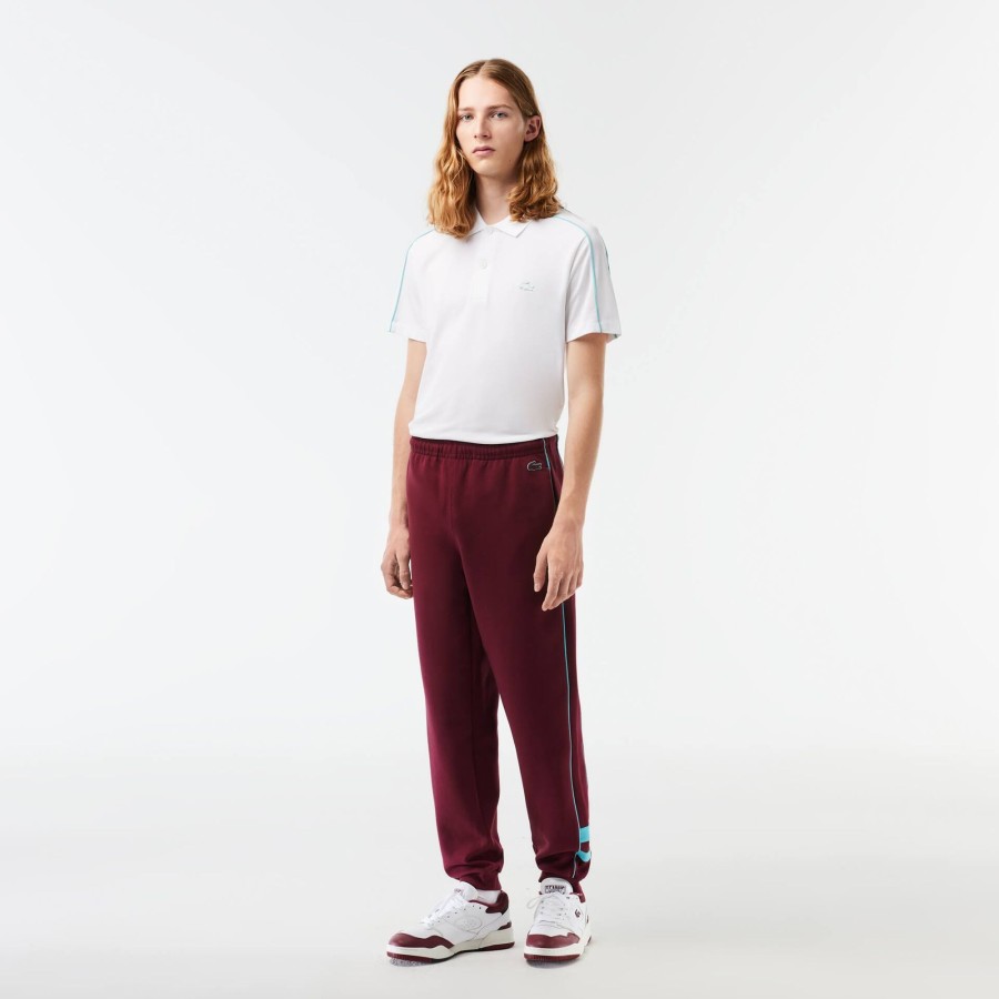 Men Lacoste Tracksuits | Embroidered Regular Fit Jogger Track Pants Bordeaux / Blue