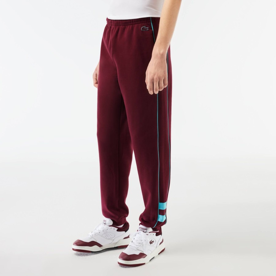 Men Lacoste Tracksuits | Embroidered Regular Fit Jogger Track Pants Bordeaux / Blue