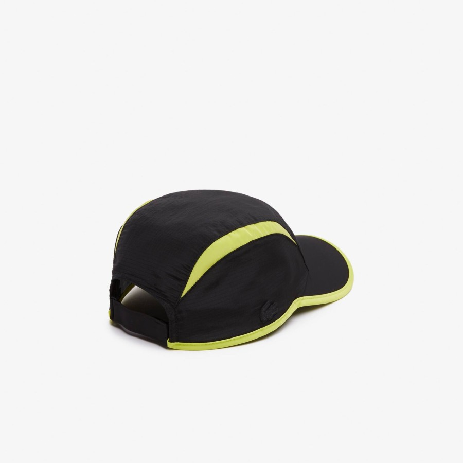 Women Lacoste Caps & Hats | Jockey Cap With Contrast Cutouts Black / Yellow Iz8