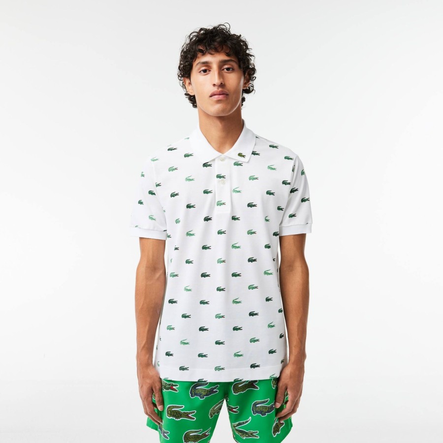 Men Lacoste Polo Shirts | Classic Fit Multi Croc Original L.12.12 Polo Shirt White