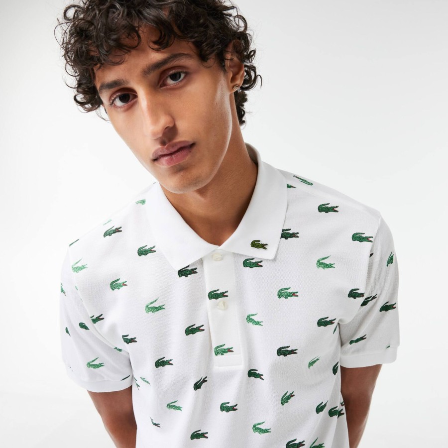 Men Lacoste Polo Shirts | Classic Fit Multi Croc Original L.12.12 Polo Shirt White