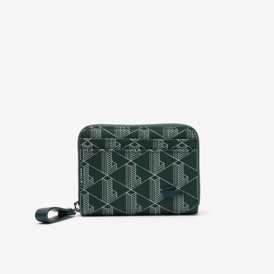 Women Lacoste Wallets & Small Leather Goods | Daily Lifestyle Monogram Zipped Coin Purse Mono Sinople Farine M44