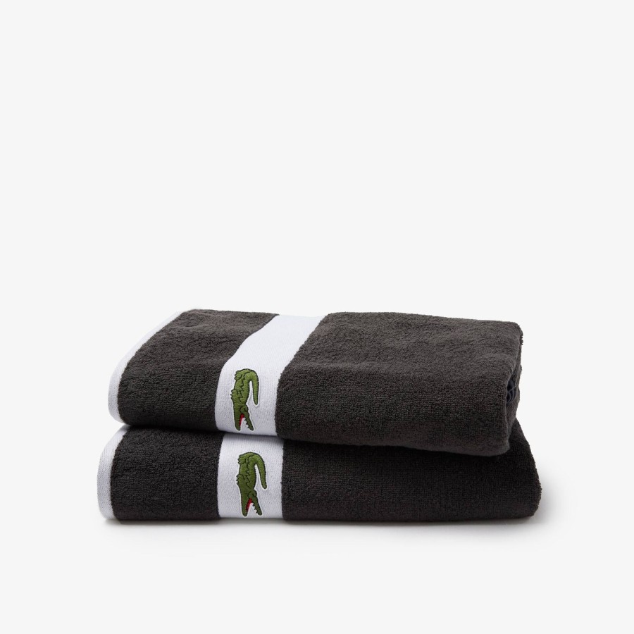 Women Lacoste Home Textile | Contrast Band Cotton L Casual Towel Grey N11