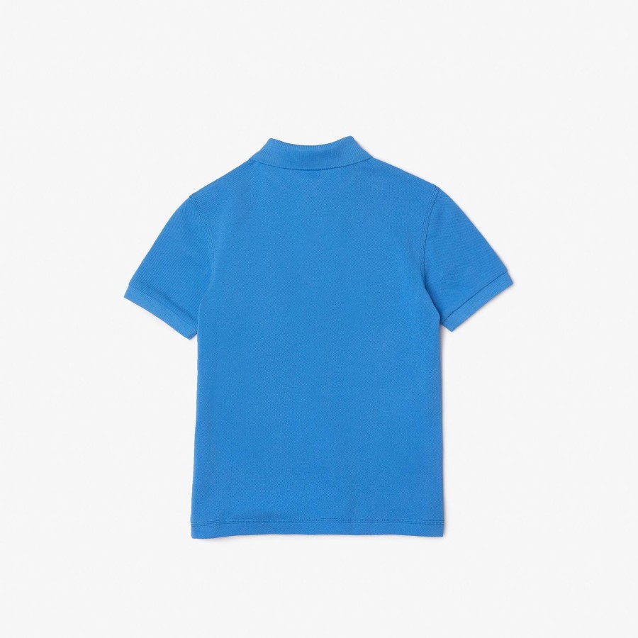 Kids Lacoste Boy Clothing | Boys' Lacoste Organic Cotton Branded Polo Shirt Etheral Blue L99