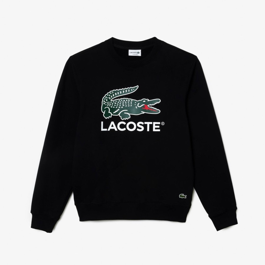 Men Lacoste Sweatshirts | Classic Fit Cotton Fleece Sweatshirt Black