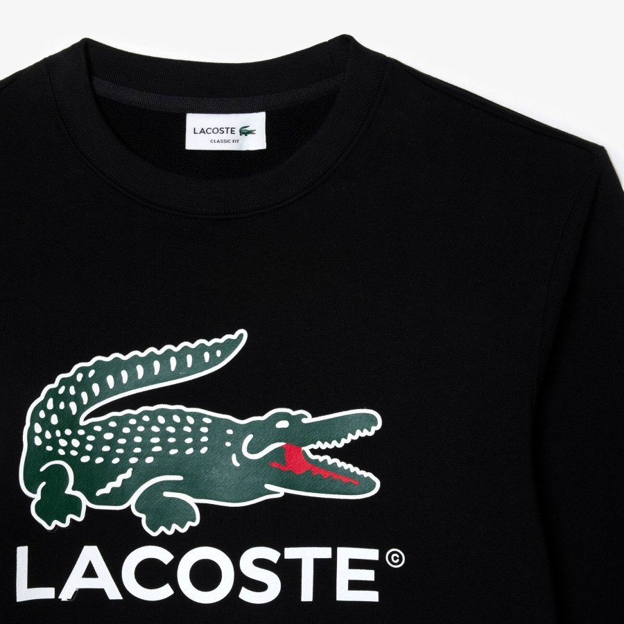 Men Lacoste Sweatshirts | Classic Fit Cotton Fleece Sweatshirt Black