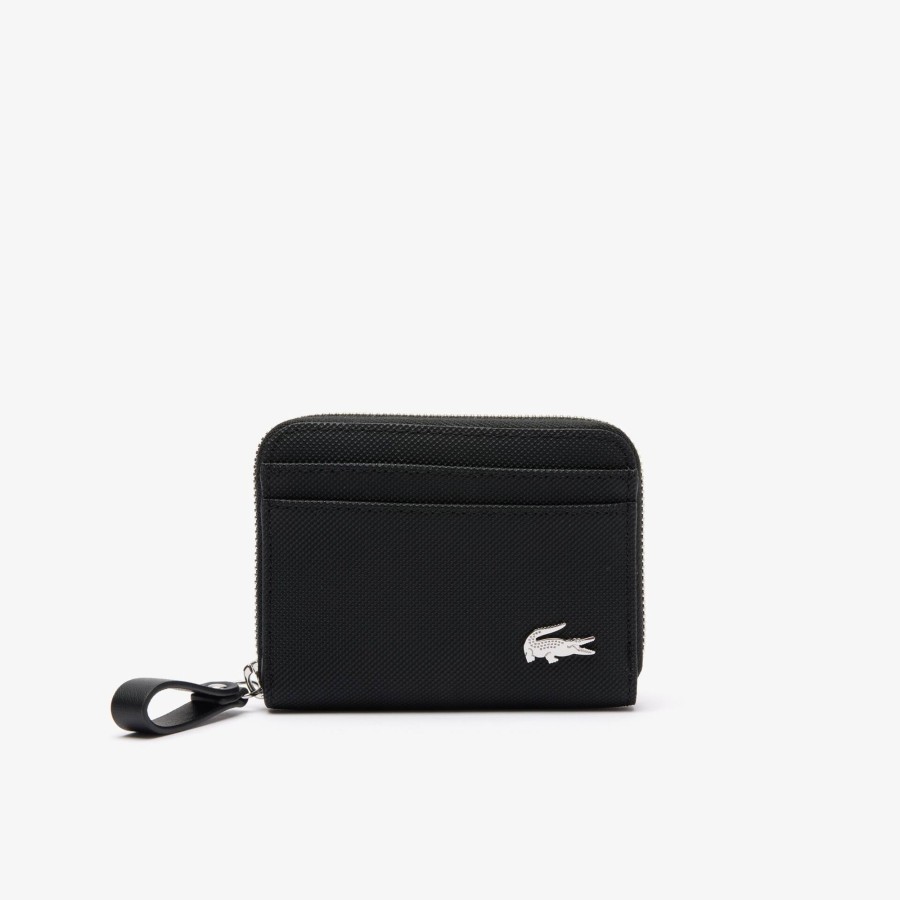 Women Lacoste Wallets & Small Leather Goods | Daily Lifestyle Coated Canvas Zipped Coin Purse Noir 000