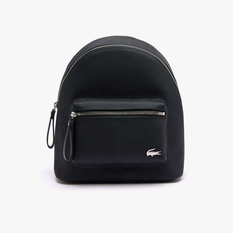 Women Lacoste Back Pack | Daily Lifestyle Coated Canvas Backpack Noir 000