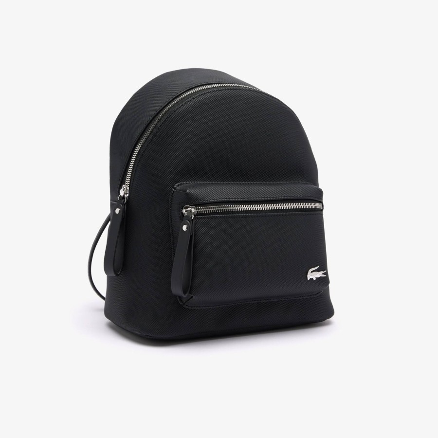 Women Lacoste Back Pack | Daily Lifestyle Coated Canvas Backpack Noir 000