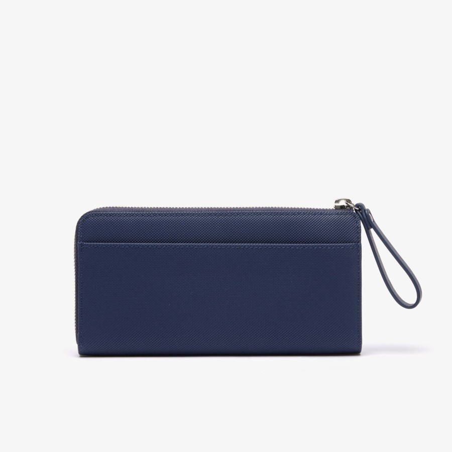 Women Lacoste Wallets & Small Leather Goods | Daily Lifestyle Coated Canvas Zipped Billfold Peacoat 021