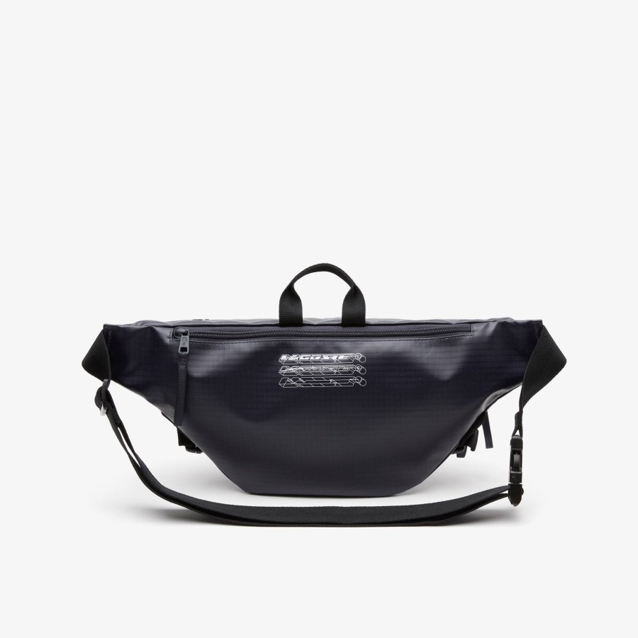 Men Lacoste Bum Bags | Men'S Lacoste Logo Print Belt Bag Bleu Nuit Noir