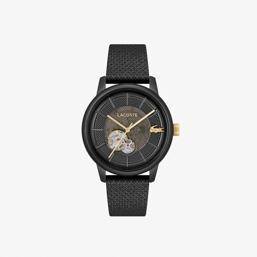 Men Lacoste Watches | Lacoste.12.12 Automatic Leather Watch Black