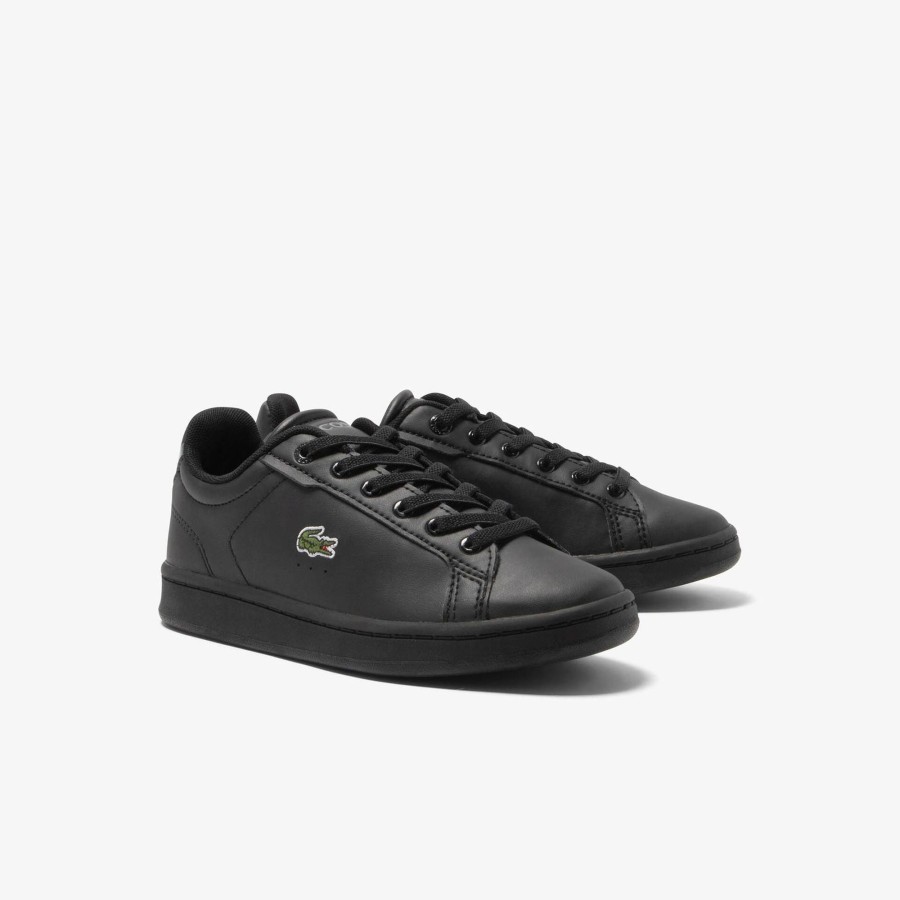 Kids Lacoste Shoes | Kids' Carnaby Pro Synthetic Fiber Trainers Black 02H