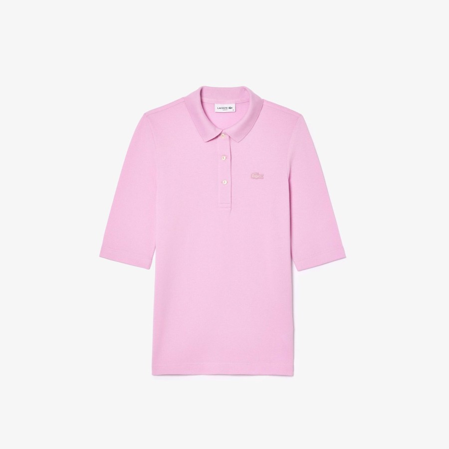 Women Lacoste Polo Shirts | Women'S Lacoste Slim Fit Supple Cotton Polo Shirt Pink Ixv