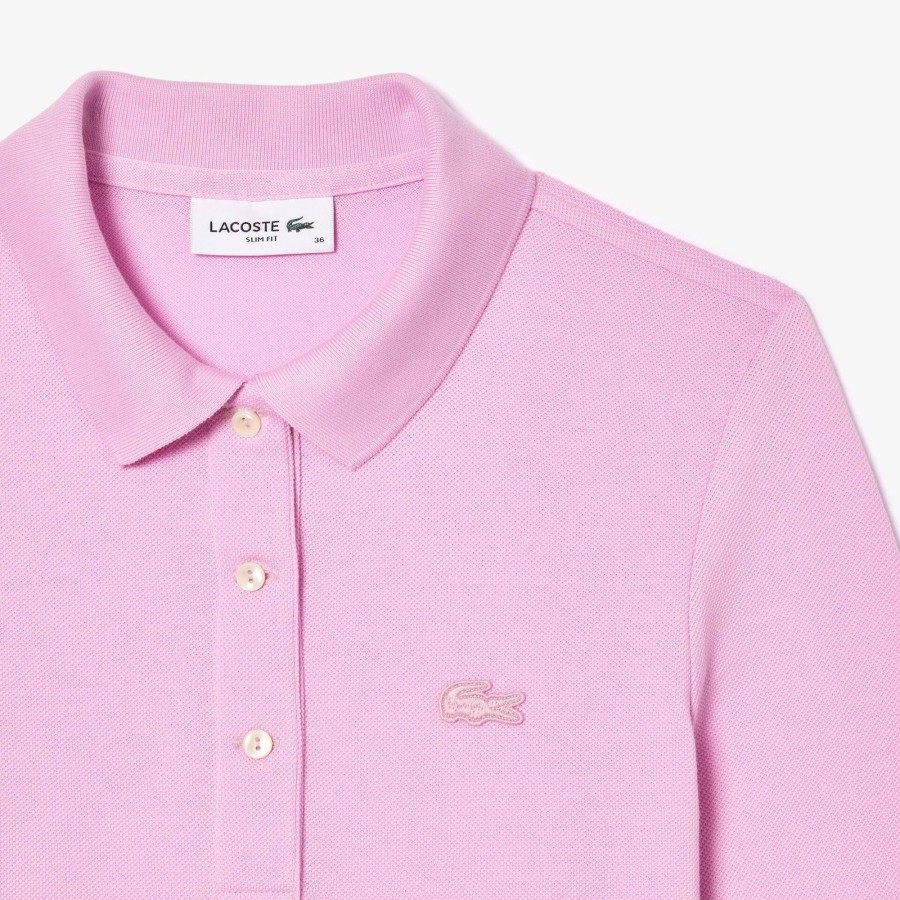 Women Lacoste Polo Shirts | Women'S Lacoste Slim Fit Supple Cotton Polo Shirt Pink Ixv