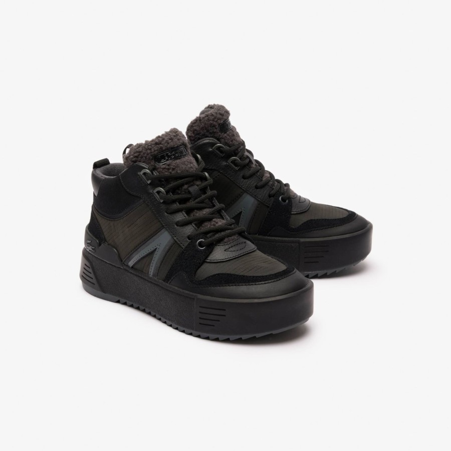 Women Lacoste Outdoor | Women'S L002 Winter Mid Leather Sneakerboots Black 02H