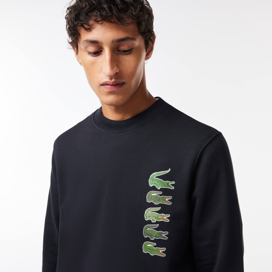 Men Lacoste Sweatshirts | Classic Fit Croc Print Jogger Sweatshirt Navy Blue