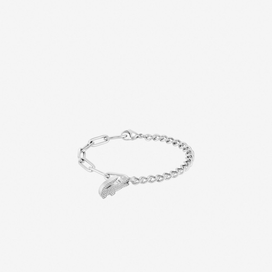 Women Lacoste Jewellery | Crocodile Bracelet Silver And Crystals 042