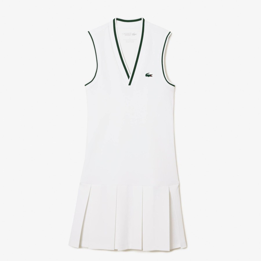 Women Lacoste Tennis | Sport Dress With Removable Pique Shorts White / Green 7Wj