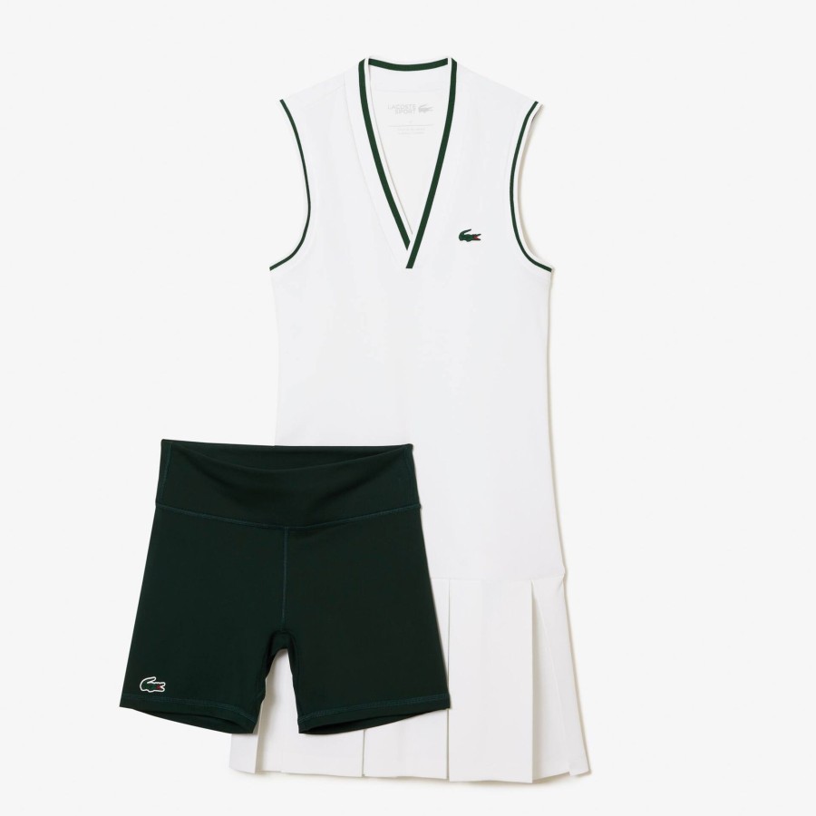 Women Lacoste Tennis | Sport Dress With Removable Pique Shorts White / Green 7Wj