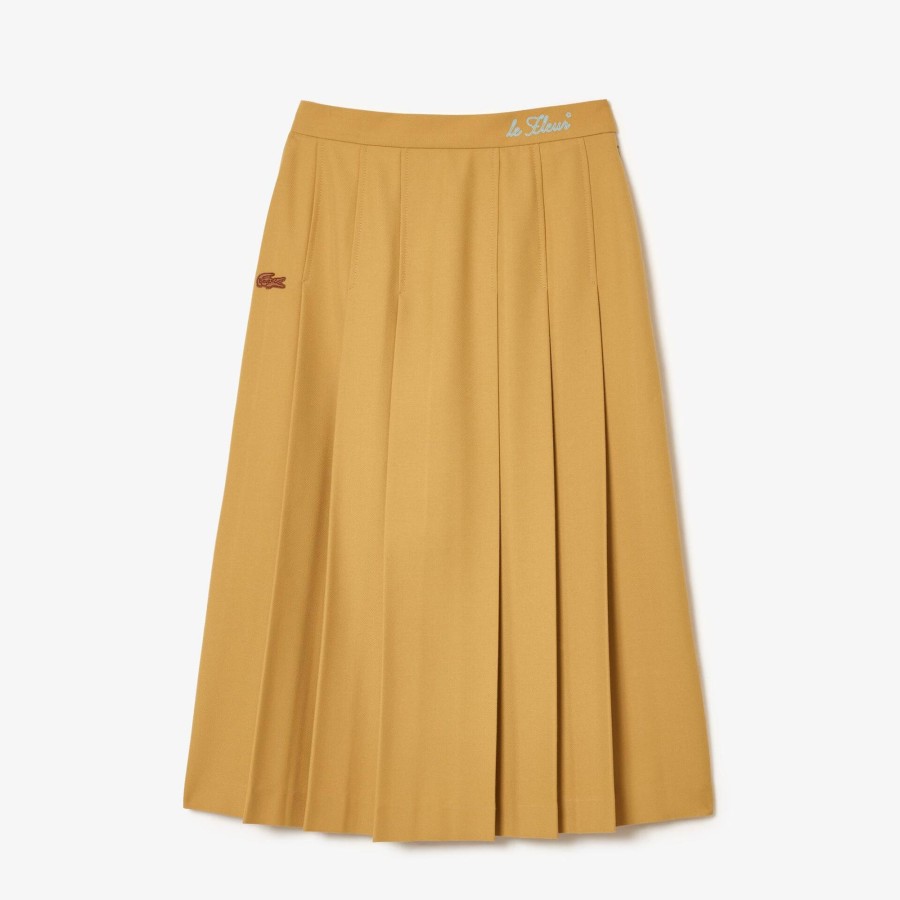 Women Lacoste Dresses & Skirts | Lacoste X Le Fleur Pleated Midi Skirt Yellow Tei