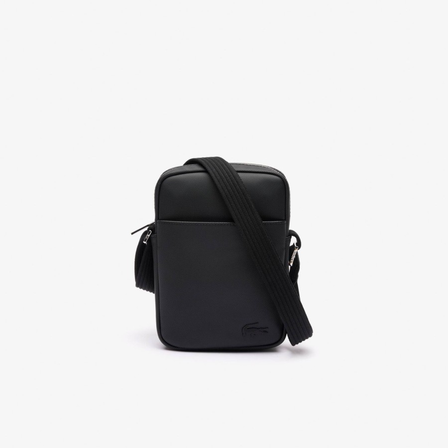 Men Lacoste Bags | Men'S Classic Pique Effect Vertical Satchel Noir