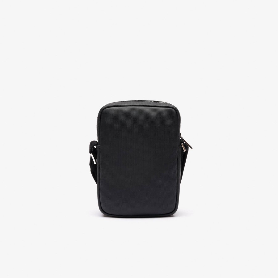 Men Lacoste Bags | Men'S Classic Pique Effect Vertical Satchel Noir