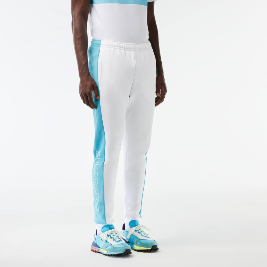 Men Lacoste Trousers & Shorts | Colourblock Jogger Track Pants White / Blue