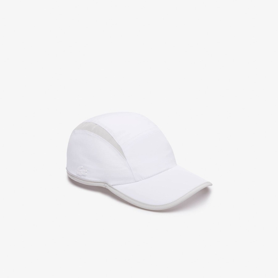 Women Lacoste Caps & Hats | Jockey Cap With Contrast Cutouts White / Grey Iz9