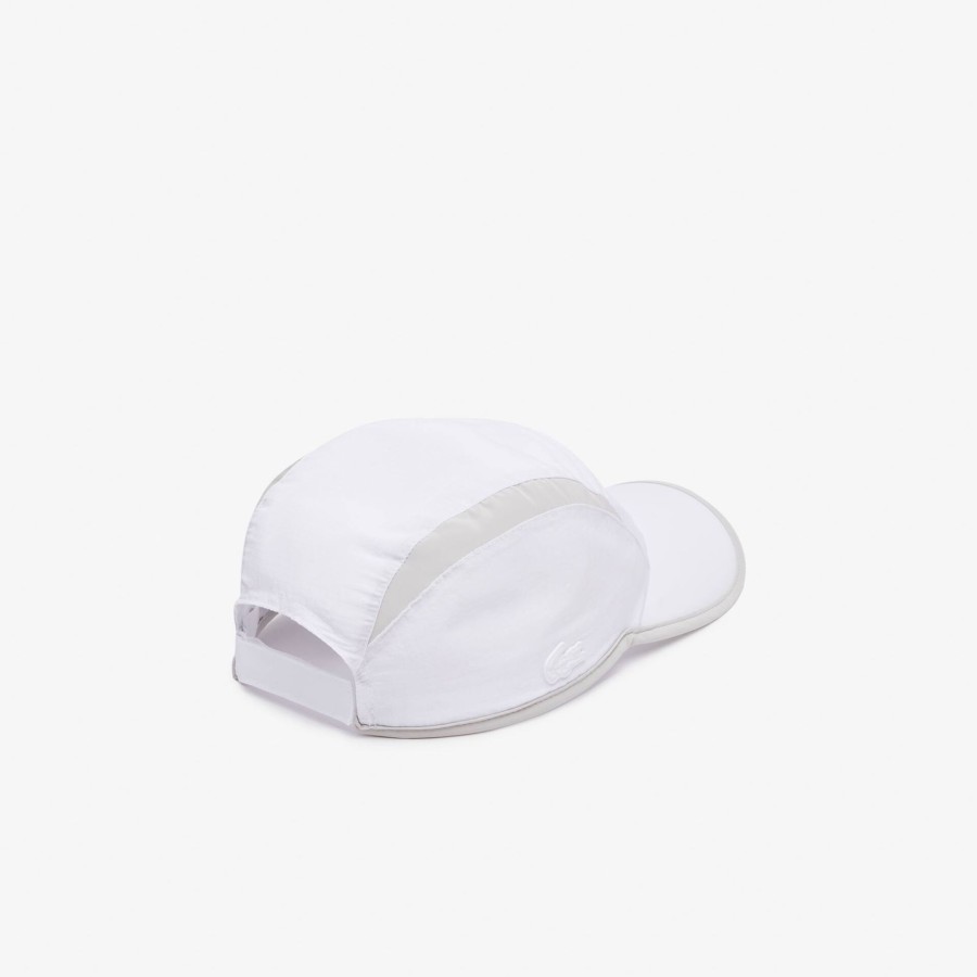 Women Lacoste Caps & Hats | Jockey Cap With Contrast Cutouts White / Grey Iz9