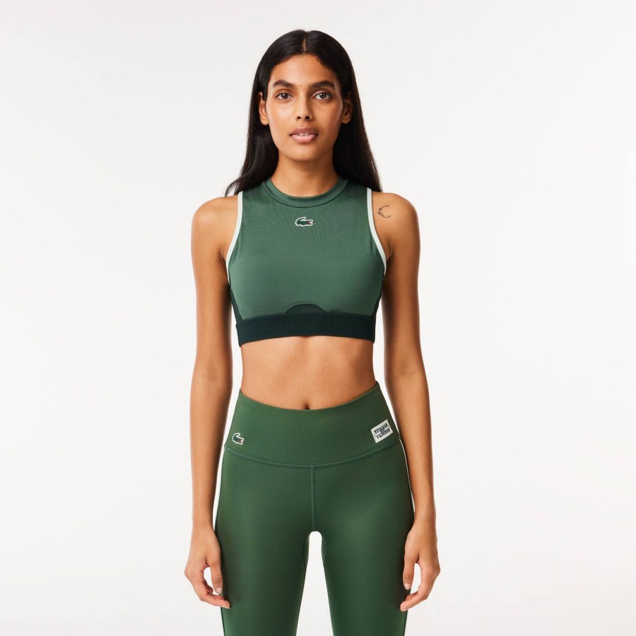 Women Lacoste Fitness & Training | Stretch Sports Bra Dark Green / Green Piv