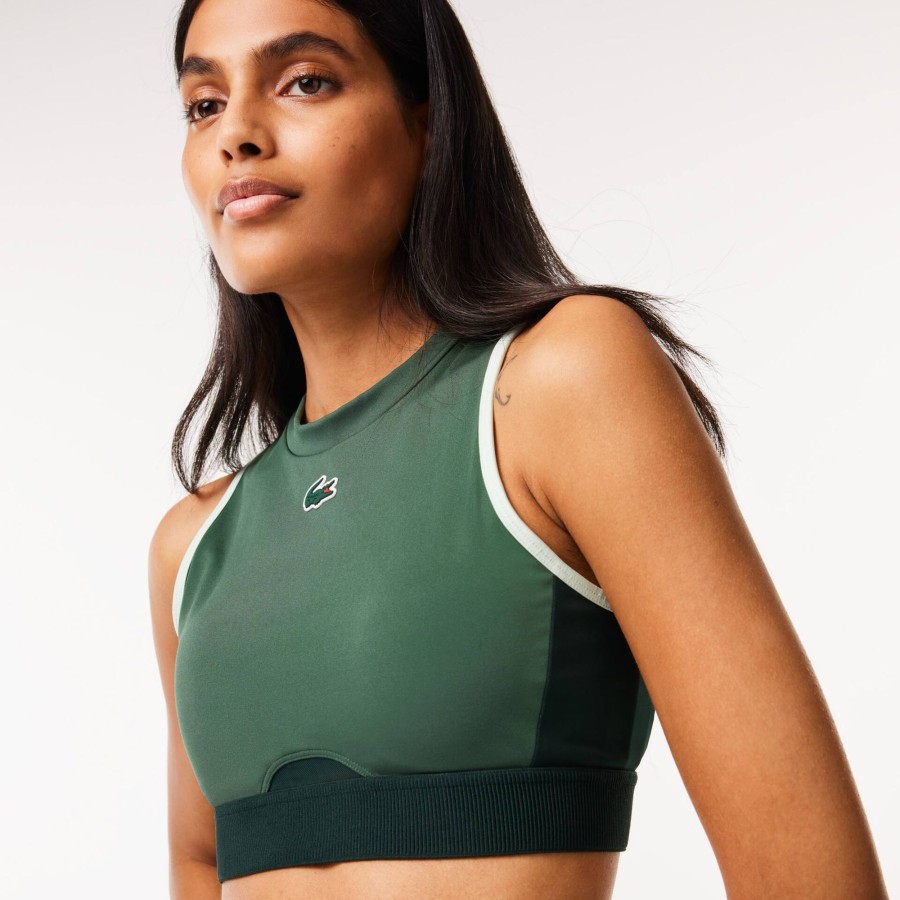 Women Lacoste Fitness & Training | Stretch Sports Bra Dark Green / Green Piv