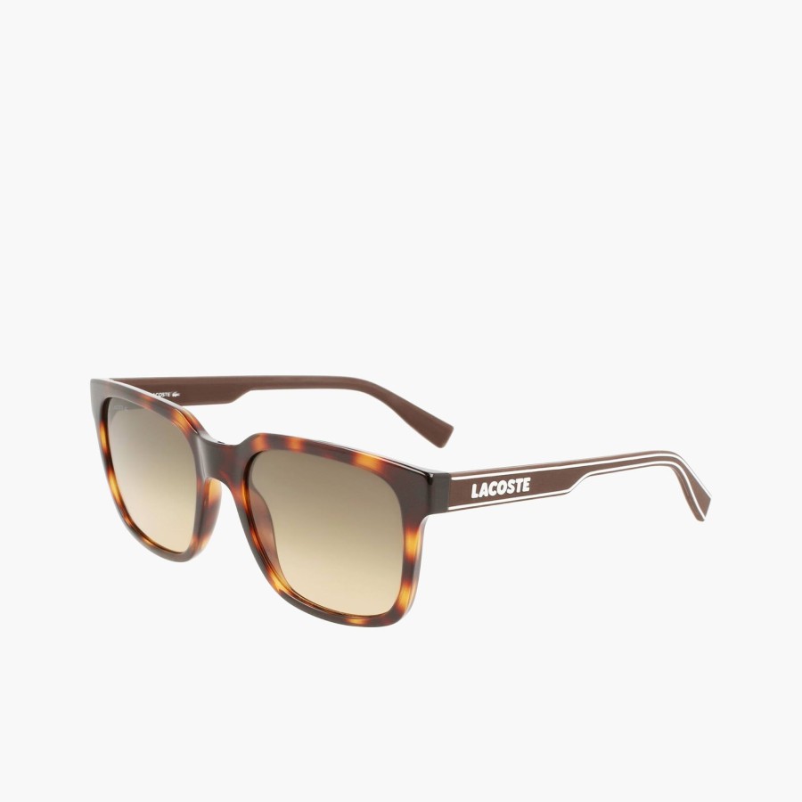 Men Lacoste Sunglasses | Men'S Rectangle Active Line Sunglasses Matte Havana