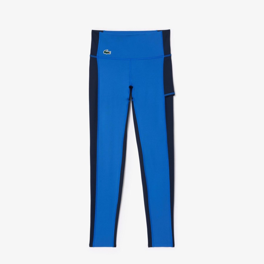 Women Lacoste Sport Clothing | Colourblock Ultra-Dry Stretch Sport Leggings Navy Blue / Blue Iuv