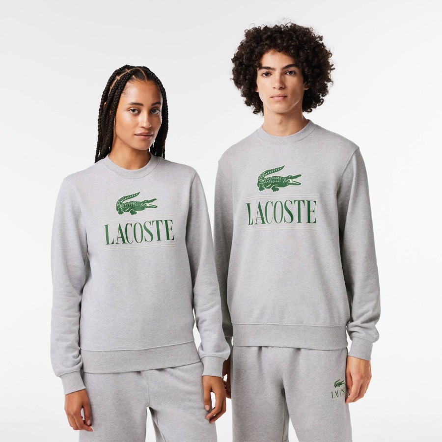 Women Lacoste Sweatshirts | Cotton Fleece Branded Jogger Sweatshirt Grey Chine Cca