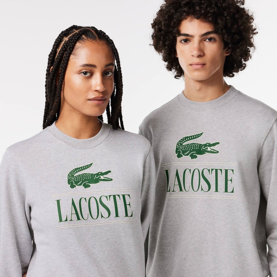 Women Lacoste Sweatshirts | Cotton Fleece Branded Jogger Sweatshirt Grey Chine Cca