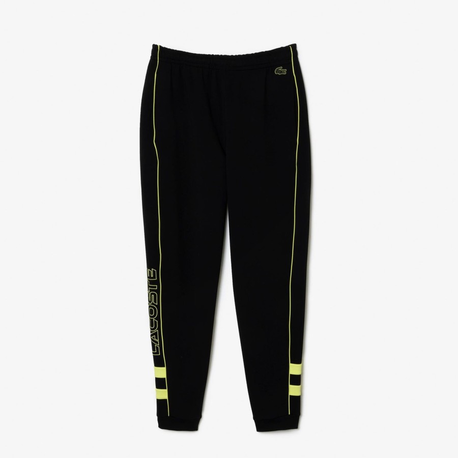 Men Lacoste Tracksuits | Embroidered Regular Fit Jogger Track Pants Black / Flashy Yellow