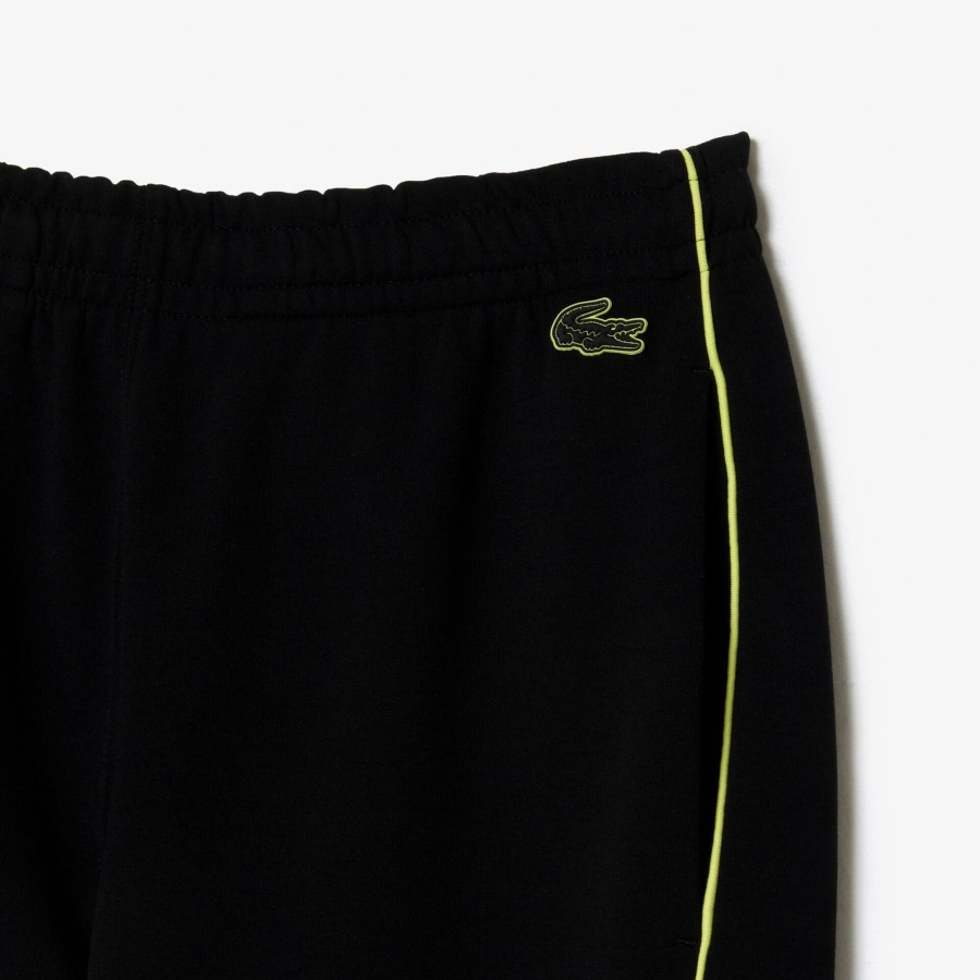 Men Lacoste Tracksuits | Embroidered Regular Fit Jogger Track Pants Black / Flashy Yellow