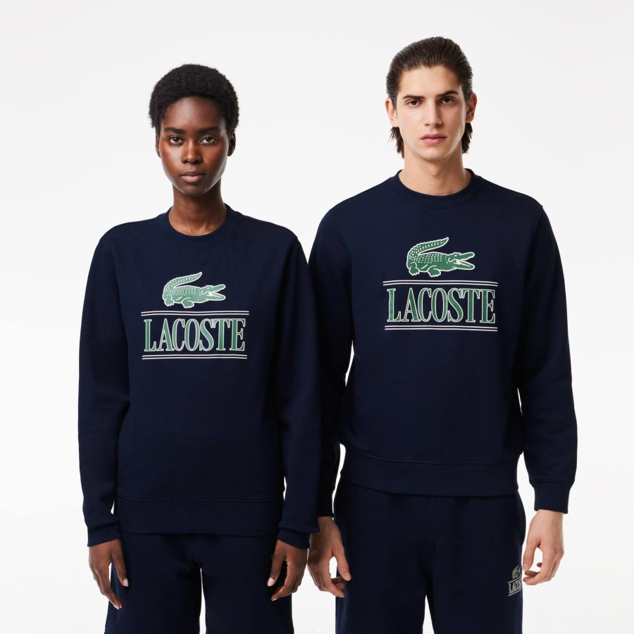 Women Lacoste Sweatshirts | Cotton Fleece Branded Jogger Sweatshirt Navy Blue 166