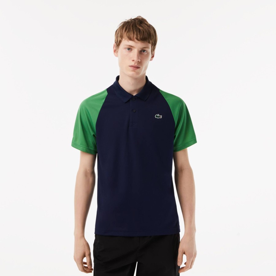 Men Lacoste Tennis | Men'S Lacoste Tennis Recycled Polyester Polo Shirt Navy Blue / Green / Yellow