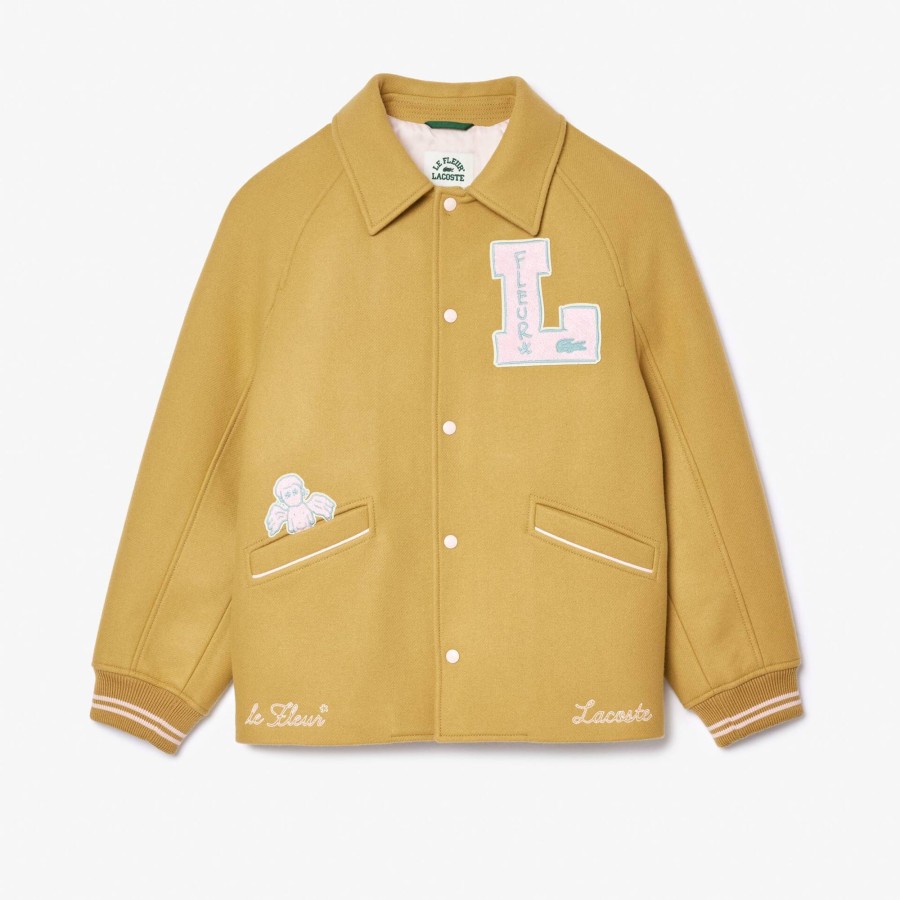 Women Lacoste Jackets & Coats | Lacoste X Le Fleur Varsity Jacket Yellow